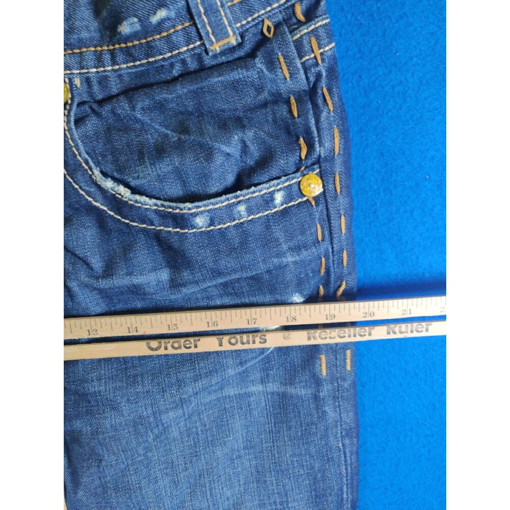 MEK Denim Women’s Shorts Size 33 Cutoff Distressed Button Fly Blue Y2K - Picture 10 of 16